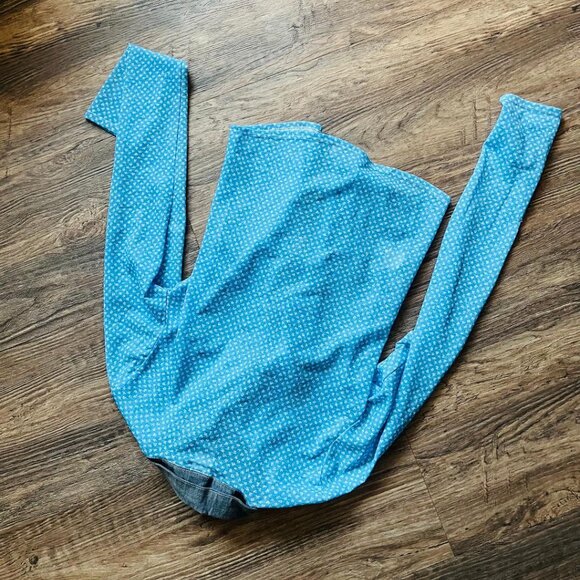 Frankie B. Blue Fitted Button Down Shirt with Notched Collar - Picture 3 of 3